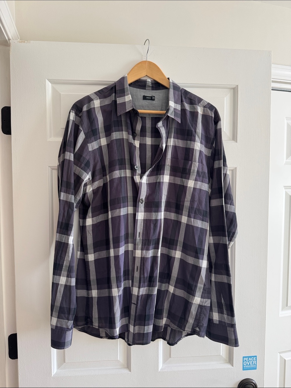 Men’s Vince Purple and Gray Plaid Button-Down Shirt